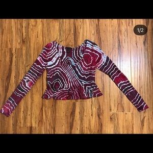 Hand Dyed Geode Tie Dye Ruffle Detail Crop Top